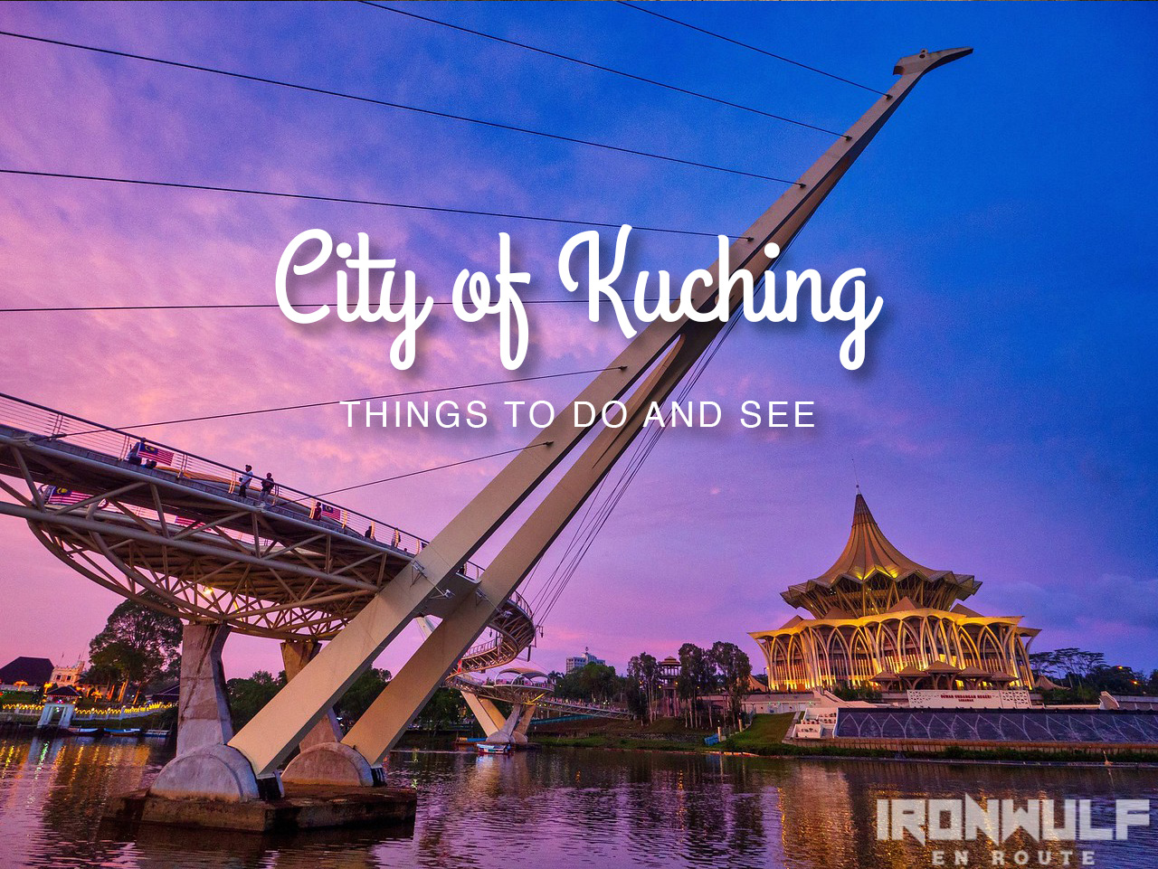 City of Kuching sundown over Sarawak River